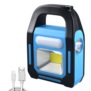 COB LED Solar Handheld Light Camping Lantern Multifunctional Waterproof Solar Flashlight USB Charging Night Fishing Lamp