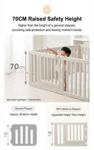 [Premium] 70cm Tall Safe Thicker HDPE 3-in-1 Playpen + 4cm Thick Antibac Mat | 100x150cm