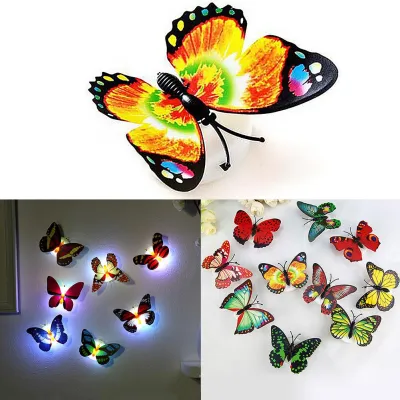Christmas Light Colorful Butterfly Lantern Sticker LED Wall Decorative 3D Glowing Night Light Halloween/Christmas decoration light