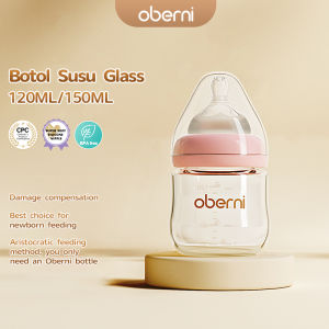 Oberni Botol Susu 120ml Kaca Bayi Mall High Quality Glass Wide Neck Bottle New Born 0 6 Bulan+dot