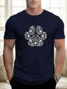 T Shirts For Men Paw Printing 100% Cotton Graphic Printing Summer Round Neck T-Shirt Casual Breathable Street Style Daily Top