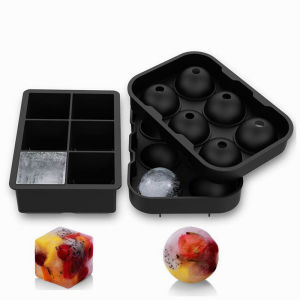 Ice Maker Ice Tray Ice Ball Mold Sphere Ice Mold Ice Ball Maker Silicon Ice Cube Tray Silicone Ice Cube Mold Tray with Cover (2 Pack)