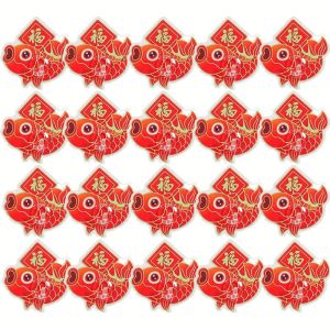 🔥CNY 20pcs Chinese Style Fish Shape Hook Self-adhesive Wall Mounted Hooks 2025 New Year Decoration Hanging Holder(in stock)