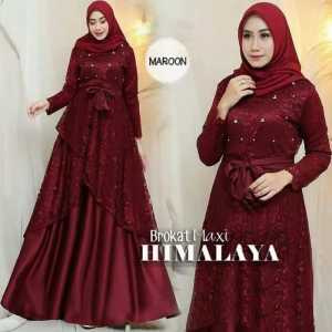 Gamis Fashion / Baju Muslim Pakaian Wanita / Maxi Himalaya Brokat / Size L / Gamis / Bisa