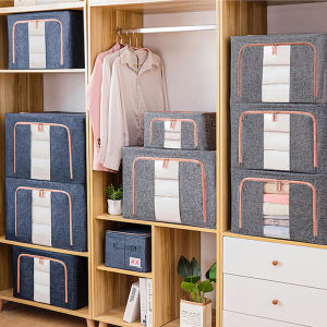Homy Storage Box/Clothes Toy Quilt Wardrobe Organizer Box/Underwear Organizer24L/66L/100L Large Capacity Foldable Linen Oxford Home Wardrobe Organizer For Clothes Toys Books