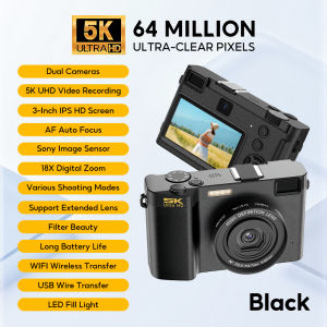 5K Digital Camera 75MP 18X Zoom 180°Flip Screen Selfile Camera Portable Camera Small 5K HD Video Camera Outdoor Travel Student Gift 数码相机