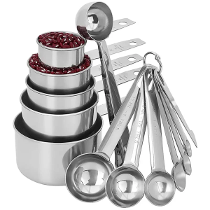 10PCS Stainless Steel Measuring Cups and Spoons Set Stackable Tablespoons for Baking Cooking Kitchen Accessories