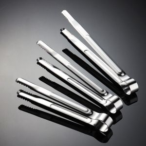 QUA Cooking Barbecue Easy to Clean Heat Resistant Stainless Steel Serving Clamp Food Clip Grill Tongs Korean BBQ Gripper