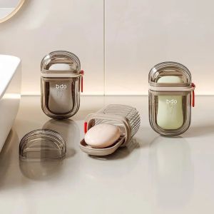 Portable Soap Storage Box Sealed Waterproof Travel Home Bathroom Soap Plate Camping Portable Storage Soap Transparent Soap