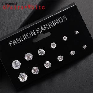 【ZP】 Flash Sale Cute 6 12Pairs Rhinestone Ear Stud Earrings Wedding Earrings Jewelry Gift