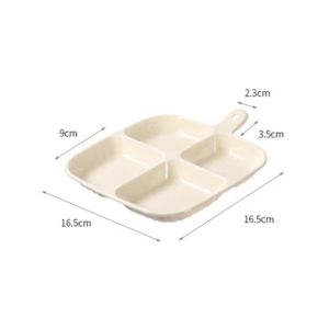 จานเสิร์ฟ 4 ช่องสำหรับใช้ในครัวเรือน กล่องใส่อาหารอเนกประสงค์ จานใส่อาหารว่าง 4 ช่อง พร้อมหูจับ ผลิตจากพลาสติก PET