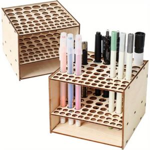TAADD Multihole Paint Brush Holder DIY Wooden Frame Watercolor Brush Rack Easy To Assemble Detachable Desk Organizer Art Brush Organizer