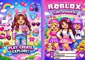 Roblox Girls A5 School Notebook for Kids Girls Student | Waterproof Laminated Cover | 70 GSM Thick Paper