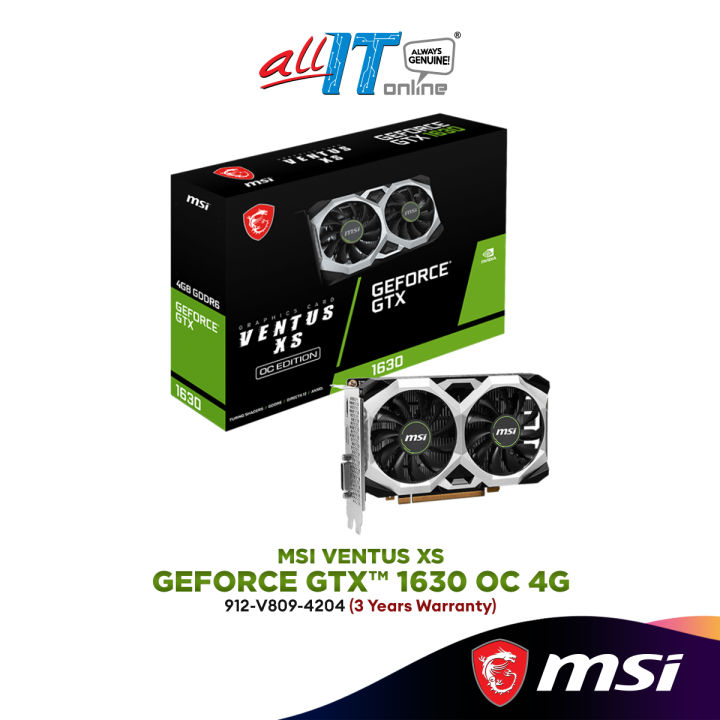 MSI GeForce GTX 1630 VENTUS XS 4G OC GDDR6 Graphics Card | 912-V809 ...