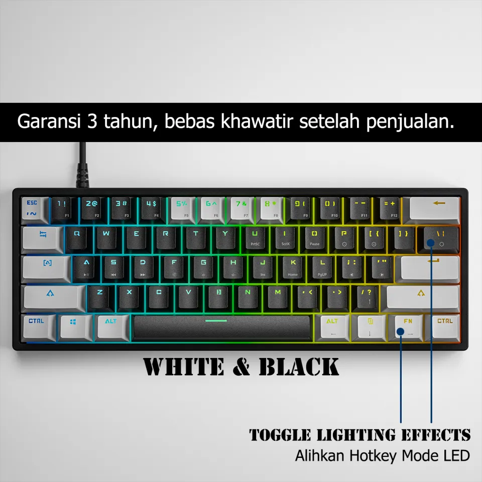 LEAVEN K620 keyboard mechanical tkl rgb murah type-c wired ...