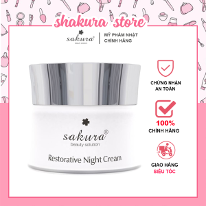 [FEESHIP + SALE ĐẾN 40%]Kem dưỡng trắng da phục hồi chống lão hóa da ban đêm Sakura Restorative Night Cream - Hộp 30gr - 100% chiết xuất từ thiên nhiên - Kem dưỡng trắng mờ nám phục hồi da kem dưỡng trăng da nhạy cảm