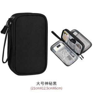 (SG Seller) Double Layers Digital Bag Data Cable Storage Bag Waterproof Mobile Power Headphone Organizer Travel Organizer Multi-functional Storage Box Carry Case