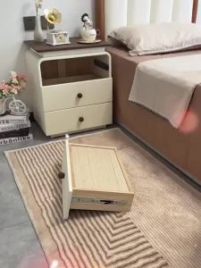 [Cozy ]Bedside Table Cream Style Home Bedroom Solid Wood Light Luxury High-end Small Storage Cabinet