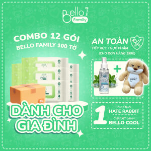 Combo 3 Combo 12 Gói Khăn ướt Bello 100 tờ không mùi an toàn không cồn không Paraben - tiện lợi cho gia đình