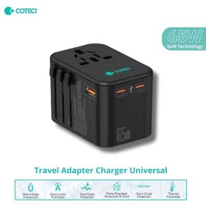 Travel charger adaptor universal 65w GaN fast charging coteci