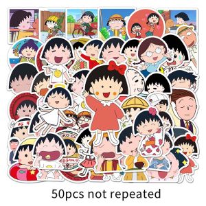 50PCS Cartoon Anime Cute Chibi Maruko-chan Waterproof Sticker Decoration Laptop Luggage Stationery Photo Album Decal