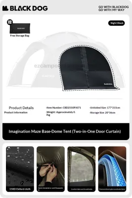 Blackdog WONDERLAND BASE Dome Modular Tent Portable 12m² Large Space Outdoor Living Area Tarp Canopy Shelter Black Vinyl Coated Sunscreen Waterproof PU2000