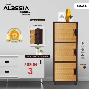 LEMARI PAKAIAN PLASTIK ALESSIA MEJA NAKAS SERBAGUNA ROTAN [ALESSIA]