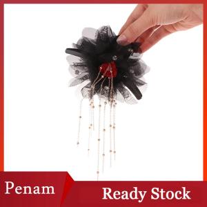 [PAM] Trendy Sweet Mesh Flower Tassel Hair Claw Elegant Temperament Large Shark Hair Clip Women Headwear Hair Accessories