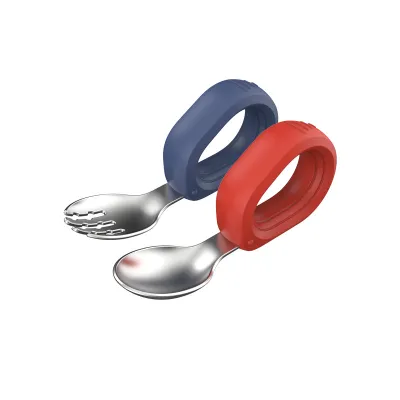 Biomom Tiny Grubs Stainless Steel Fork and Spoon Set with Case (2 Colors)