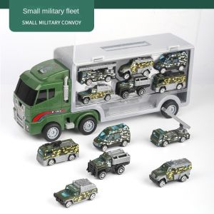 Childrens large container toy car portable sliding can be stored team simulation alloy small team boy toy car set gift
