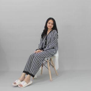YX Powysuit Piyama Korea Bahan Satin Sutra Lengan Panjang Celana Panjang Baju Tidur Wanita Dewasa