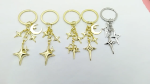 NGHỆ THUẬT Keychain chu kỳ Mặt Trăng bốn cánh đồ treo trang trí hình ngôi sao mạnh mẽ hợp kim Kích thước nhỏ gọn Quà tặng Trung Tính Phụ Kiện