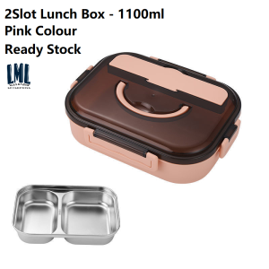 304 Stainless Steel 2 Slot Bento Lunch Box 1100ml Keep Warm With Spoon & Chopstick 2格手提不锈钢便内胆PP外壳保温当盒/饭盒