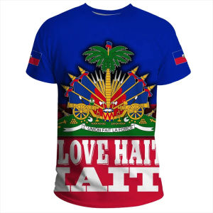 [Local Stock] VCC 3D Printed Haiti Flag T-Shirt For Men National Emblem Pattern Short Sleeve Tees Casual Sports O-Neck T-Shirts Street Loose Tops