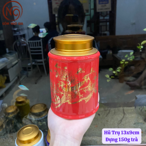 Hũ Trà Trụ Nắp Đồng-Bát TràngBình cà phê-Hộp sứ đựng chè khô/trà xanh DecorLọ thảo mộc in logo Gốm Ngô Gia