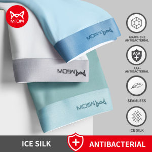 MiiOW 3 แพ็คกางเกงบ็อกเซอร์ผู้ชาย Graphene Antibacterial ชุดชั้นในชายผ้าไหมน้ำแข็งนักมวย Breathable Boxer กางเกงขาสั้นชุดชั้นในชาย L-5XL M1511