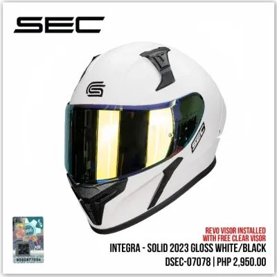 SEC Integra Full Face Motorcycle Helmet – Gloss / Matte with Revo Visor (M–XL)