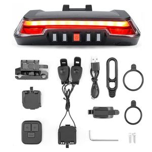 Stay Safe on Your Bike with Our Smart Taillight - USB Rechargeable Wired & Wireless Remote Control Turn Signals and Auto Brake Light for Night Cycling