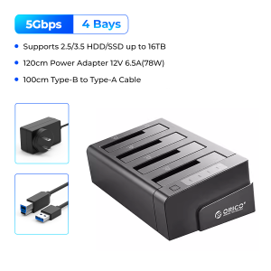 ORICO 4 Bay Hard Drive Docking Station with Offline Clone SATA to USB 3.0 External Hard Disk for 2.5/3.5 inch HDD Support 64TB（Y20 SSD）