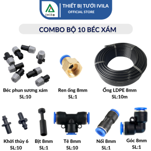 Bộ kit tưới phun sương dây 8mm kèm béc phun sương 1 cửa cam/ xám/ đồng bộ phun sương tưới cây phun sương làm mát hệ thống tưới thông minh tiết kiệm nước thời gian dễ dàng lắp đặt