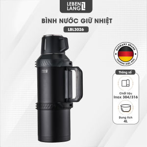 Bình giữ nhiệt Lebenlang LBL3025 phích giữ nhiệt dung tích 6L inox 316 có lõi lọc quai cầm tiện lợi cốc uống tích hợp - hàng chính hãng
