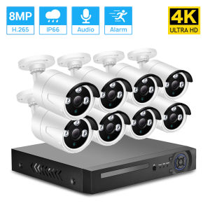 Hamrol 4K Ultra HD 8MP POE NVR Kit H.265 CCTV Record Security System IP Camera Outdoor Home Video Surveillance Camera Set