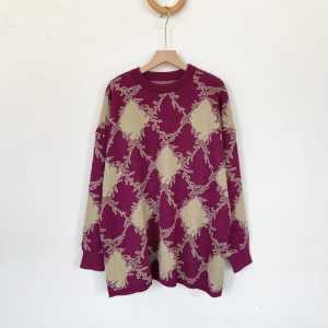 SWEATER RAJUT REINA OVERSIZE / SWEATER RAJUT TEBALL  OVERSIZE MOTIF KOTAK KOTAK