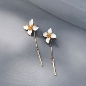 New Elegant Flower Tassel Long Earrings Party Girls Sweet Jewelry Korean Fashion Accessories Drop Earrings For Woman