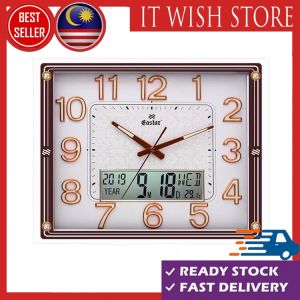 Wall Clock Modern Creative Square HD LCD Calendar 3D Digital Luminous Night Light Jam Dinding