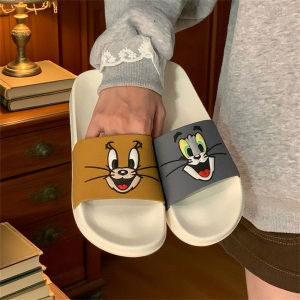 XIXITIAO รองเท้าแตะคู่กลางแจ้งรูปการ์ตูนTom Jerry คู่รองเท้าแตะใส่ในบ้านรองเท้าแตะแมวและหนูแท้สำหรับชายและหญิงฤดูร้อน
