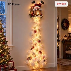 GROCERIY 2D Flat Acrylic Christmas Magic Trail Wall Light Elk Snowman Snowflake LED Cascading Light Home Decor Warm White Glow Santa Claus Wall Lamp Christmas Decor
