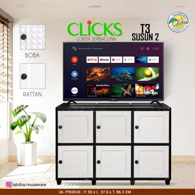 TABITHA Lemari Pakaian Plastik Laci Serbaguna CLICKS T3 tower 2 3 4 5 susun Loker MURAH Lemari Buku