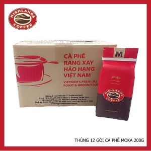 Thùng 12 gói Cà phê rang xay Moka Highland Coffee 200g