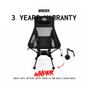 WNDRR Settler 360° H High-Back Swivel Camping Chair Portable Folding Outdoor Chair Steel Frame 150kg Rated